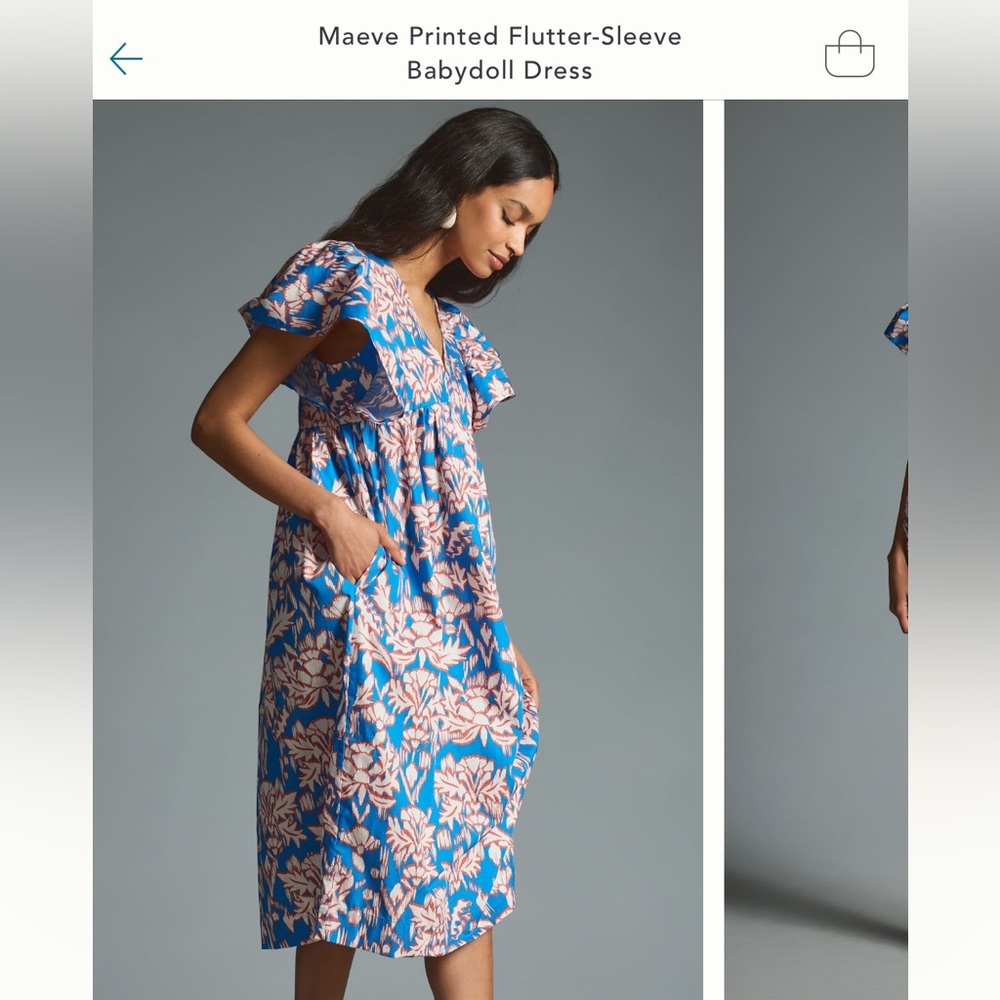 Maeve Printed Flutter-Sleeve Babydoll Dress